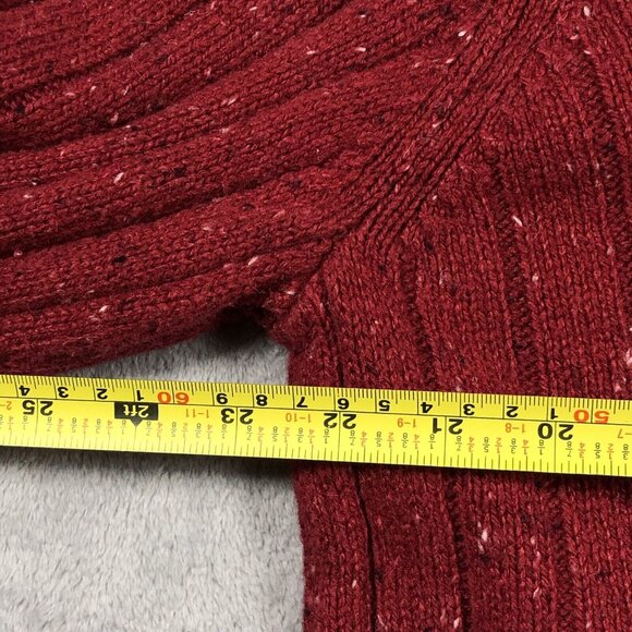 Woolrich Sweater Womens XL Red V Neck Wool Bright Ruby Heather Cozy Cabincore - Picture 7 of 10